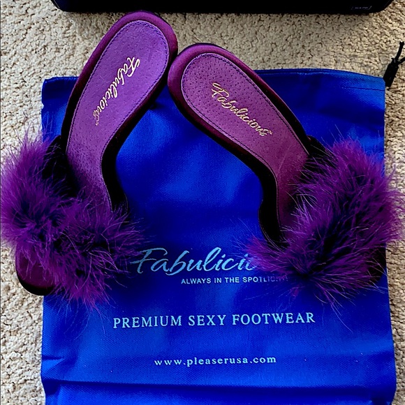 Purple Satin Marabou Slippers 